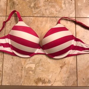 Victoria Secret pink and white striped bra